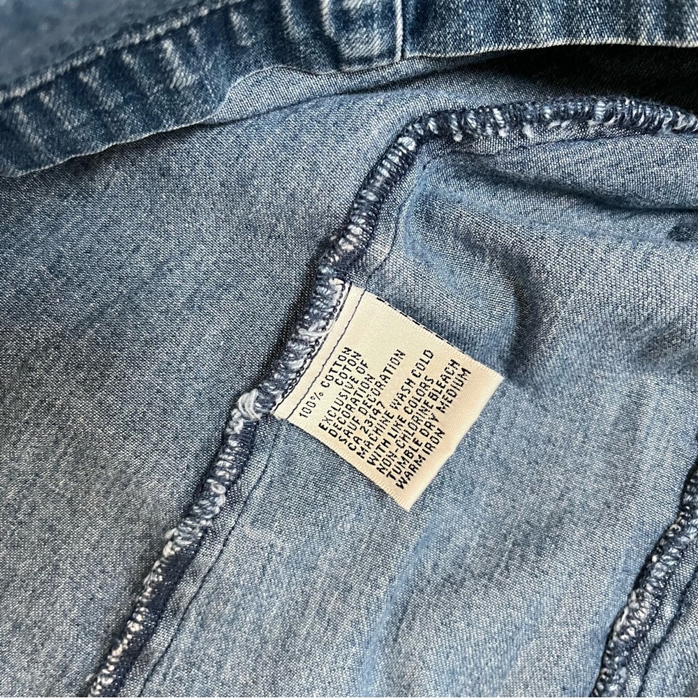 Talbots Vintage Denim Jacket Layering Top Size L Suede Trim Equestrian Western - Picture 7 of 7